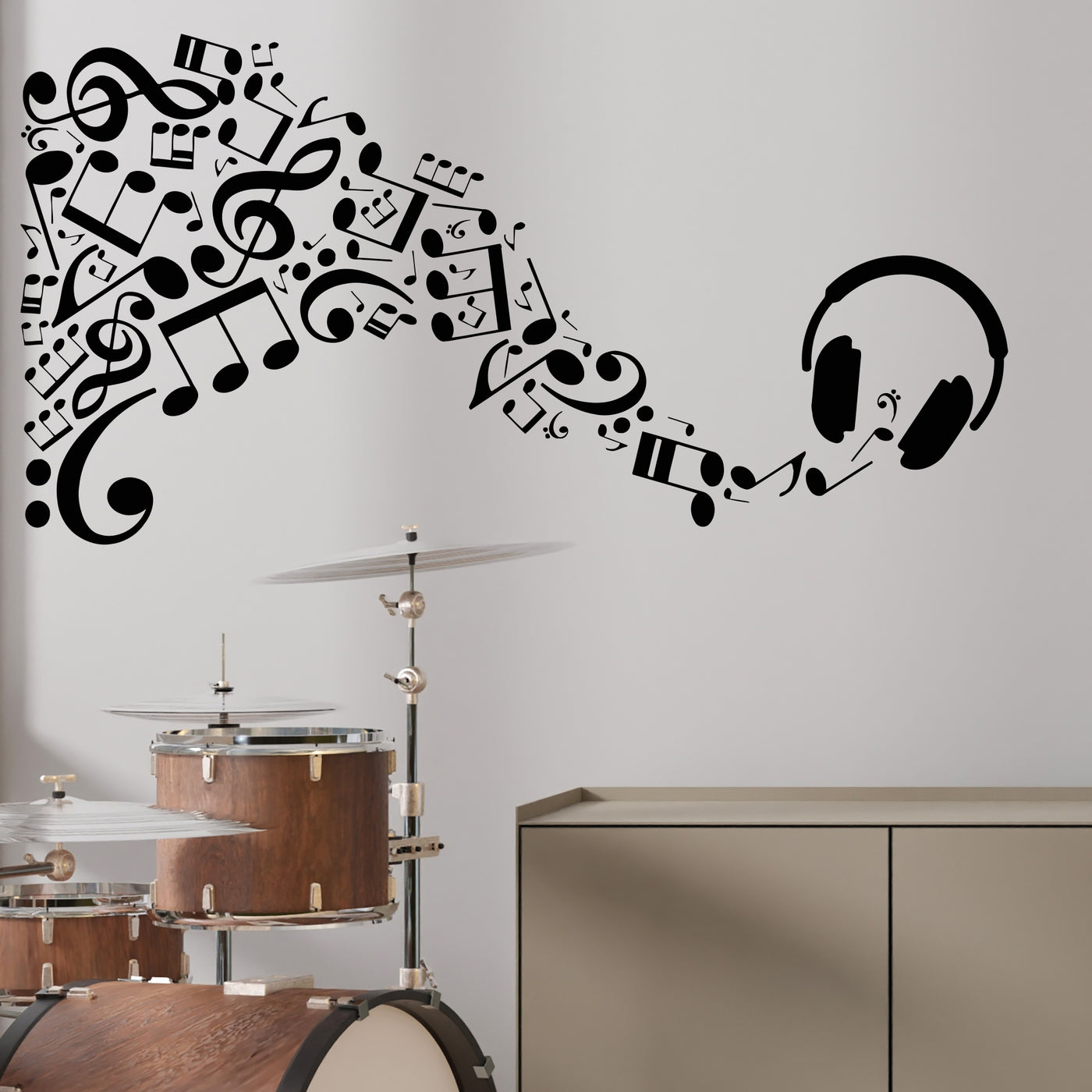 Vinyl Wall Decal Headphones Musical Notes Music Art Stickers Unique Gi ...