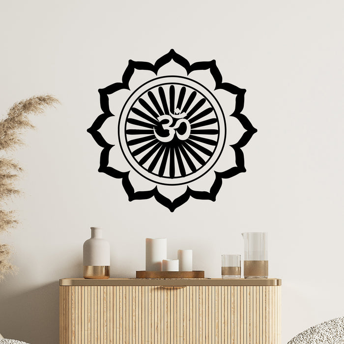 Vinyl Decal Mandala Lotus Mantra Yoga Studio Om Hinduism Wall Stickers Unique Gift (242ig)