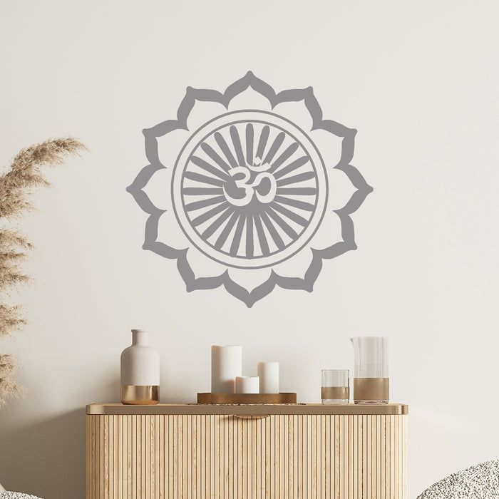 Vinyl Decal Mandala Lotus Mantra Yoga Studio Om Hinduism Wall Stickers Unique Gift (242ig)