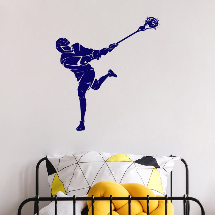 Vinyl Wall Decal Lacrosse Player Sports Fan Art Stickers Mural Unique Gift (ig4139)