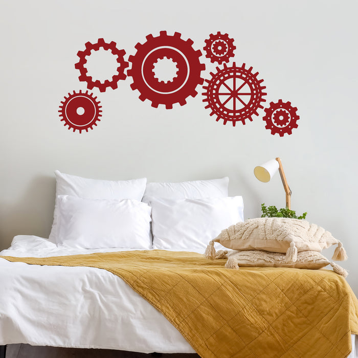 Vinyl Wall Decal Gears Mechanism Engineer Garage Decor Decor Stickers Unique Gift (314ig)