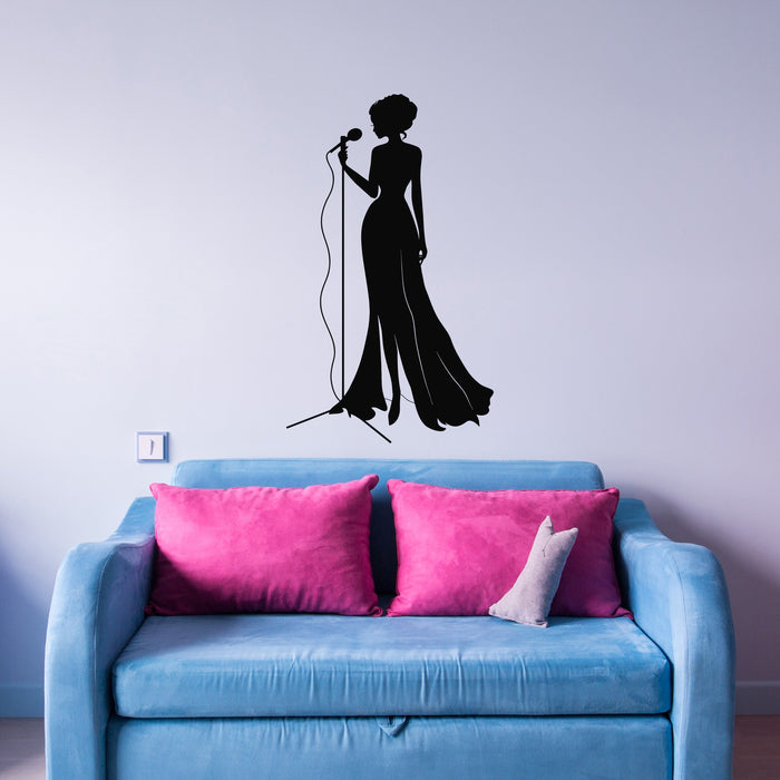 Jazz Singer Woman Microphone Music Concert Vinyl Wall Decal Sticker Unique Gift (1063ig)