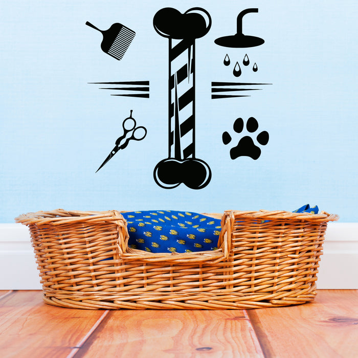 Vinyl Wall Decal Grooming Pets Beauty Salon Animals Stickers Unique Gift (1038ig)