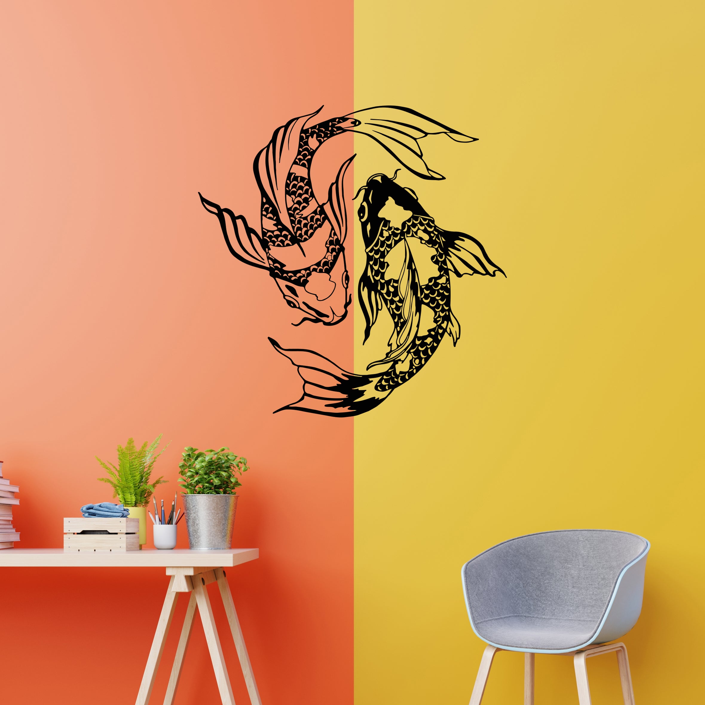 Vinyl Koi Fish Car Decal Red Yellow Koi Fish Japanese Carp Decal - 5 ...