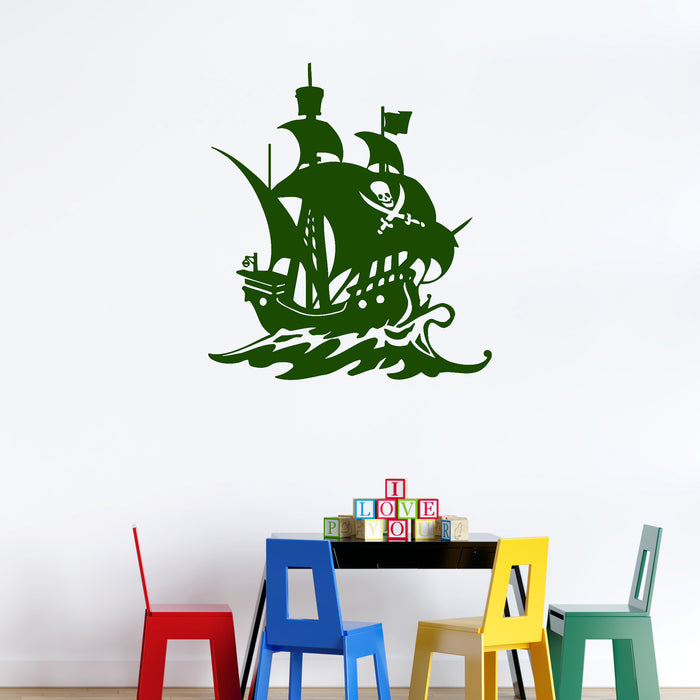 Wall Sticker Vinyl Decal Nursery Pirates Ship Ocean Marine for Kids Unique Gift (ig1191)