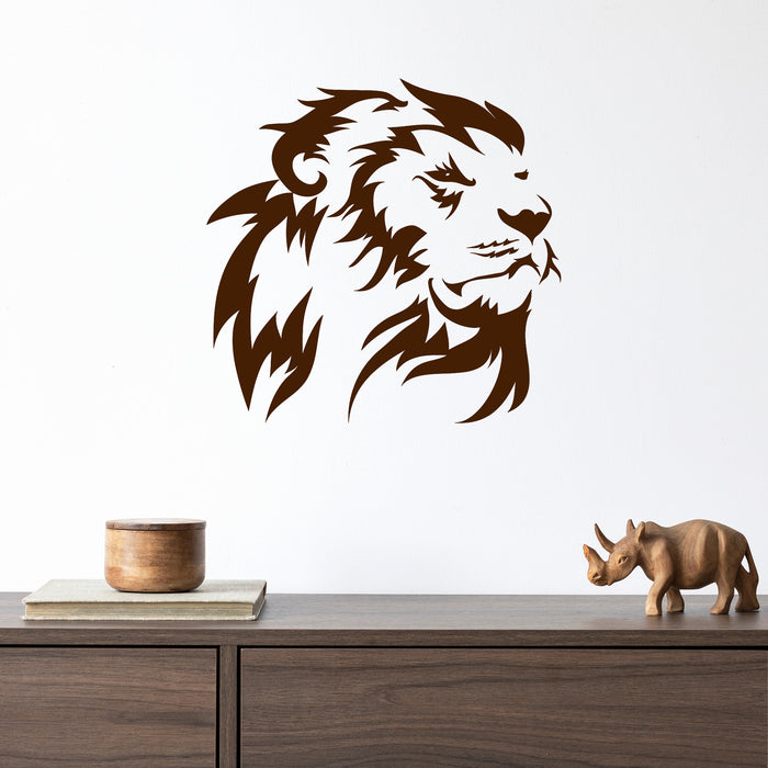 Vinyl Wall Decal Lion King Head African Animal Predator Stickers Unique Gift (1396ig)