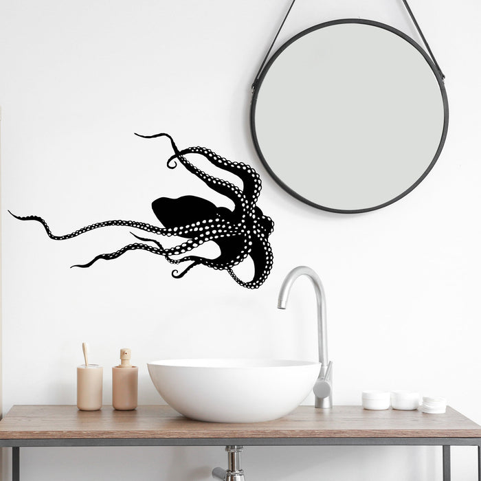 Sale Vinyl Wall Decal Octopus Tentacles Monster Sea Animal Sticker Unique Gift 1019ig Small 11 in X 18.4 in Black