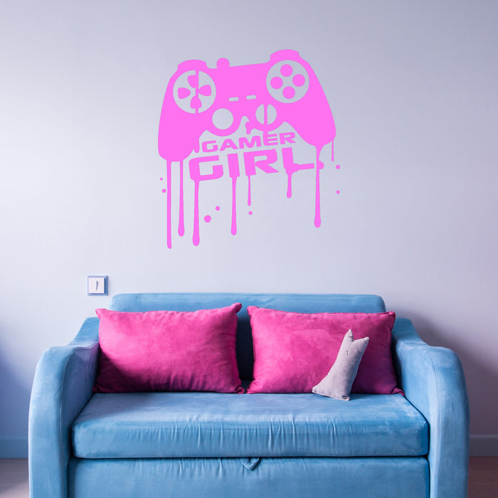 Vinyl Wall Decal Girl Gamer Video Game Teen Game Room Joystick Stickers Unique Gift (689ig)