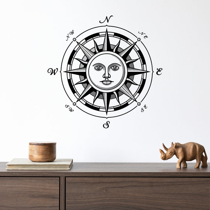Vinyl Wall Decal Sun Compass Windrose Nautical Art Bedroom Decor Stickers Unique Gift (075ig)