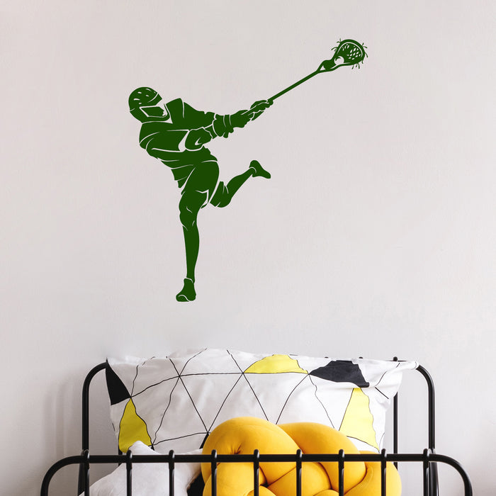 Vinyl Wall Decal Lacrosse Player Sports Fan Art Stickers Mural Unique Gift (ig4139)