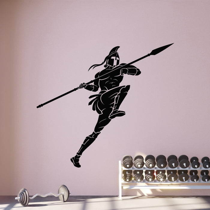 Vinyl Wall Decal Spartan Spear Sparta Medieval Warrior Decor Stickers Mural (g9617)
