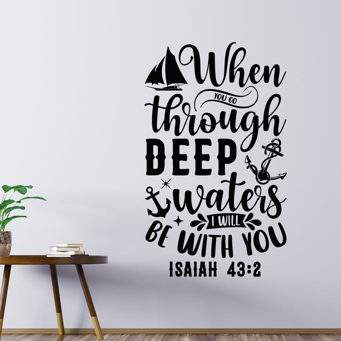 Vinyl Wall Decal Lettering Decor Deep Water Quote Words Stickers Mural (g9298)