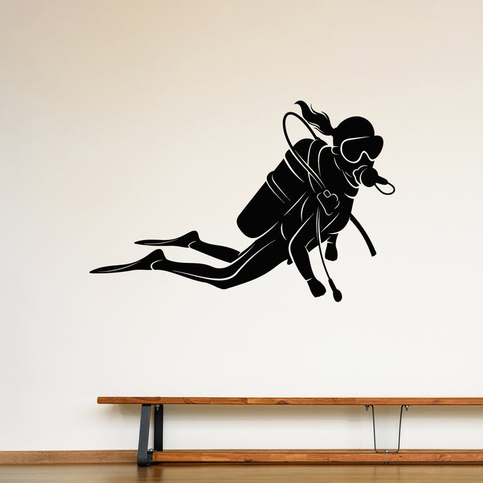 Vinyl Wall Decal Snorkeling Silhouette Scuba Diving Sport Stickers Mural (g9696)
