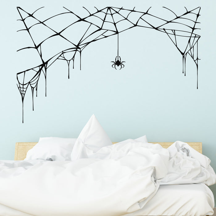 Vinyl Wall Decal Spider Hanging On Web Children Room Decor Stickers Mural (g9077)