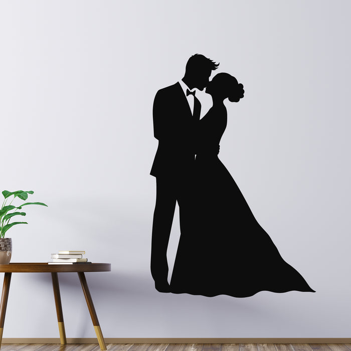 Vinyl Wall Decal Happy Bride Groom Silhouette Wedding Salon Decor Stickers Mural (L116)