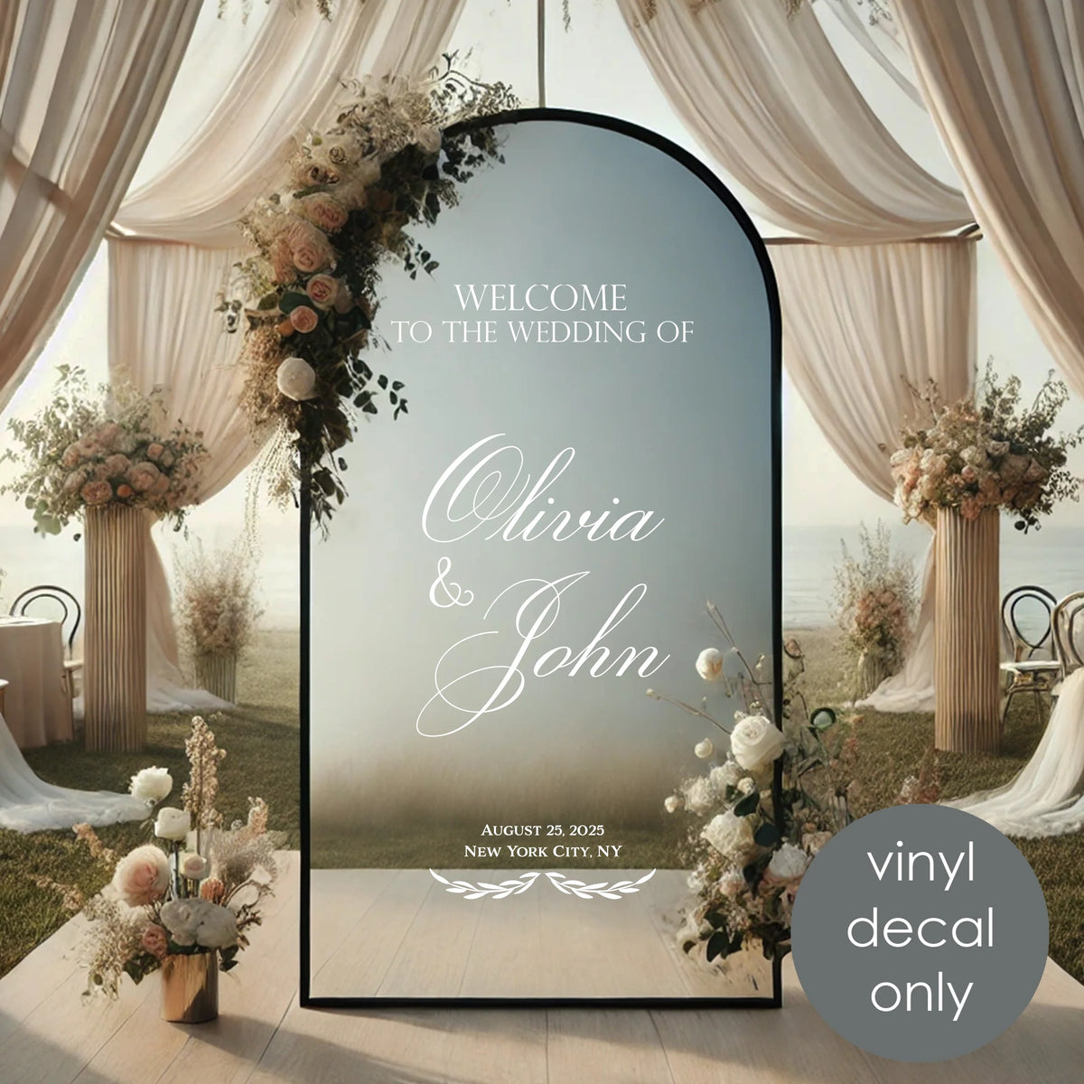 Welcome Wedding Entrance Decor Personalized Decal – Custom Names, Date ...