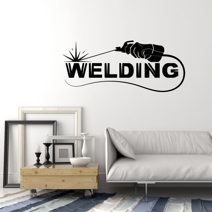 Vinyl Wall Decal Welding Logo Welder Master Machine Mastering Fire Stickers Mural (g8564)