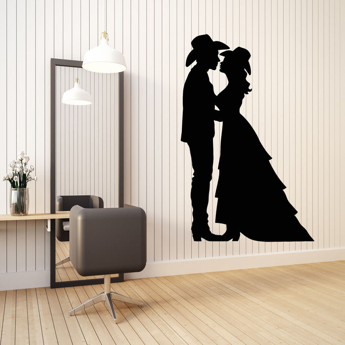 Vinyl Wall Decal Lovers Silhouette Western Movie Hats Decor Stickers Mural (g8561)