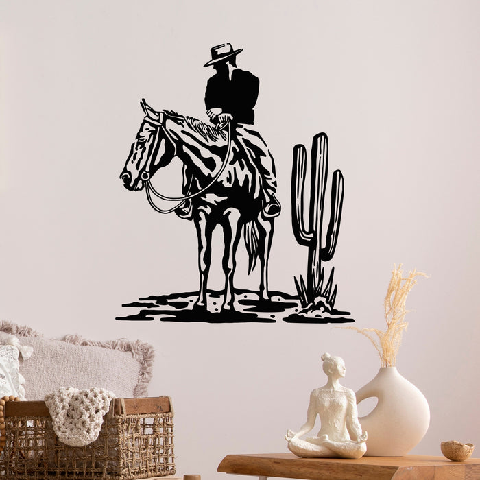 Vinyl Wall Decal Horse Riding Western Decor Wild Cowboy Stickers Mural (g9507)