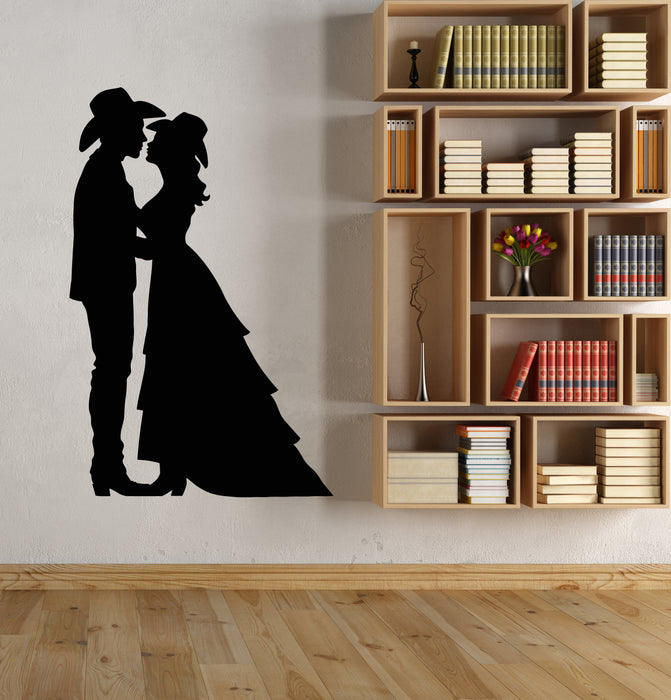 Vinyl Wall Decal Lovers Silhouette Western Movie Hats Decor Stickers Mural (g8561)