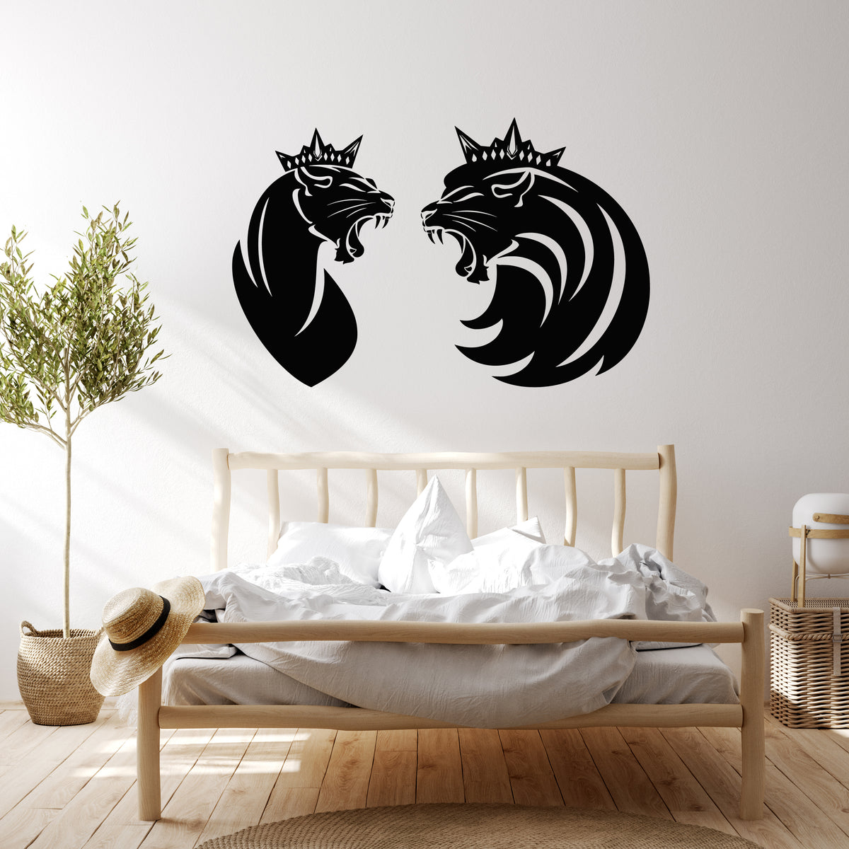 Vinyl Wall Decal Lion King Royal Crown And Lioness Queen Head Stickers ...
