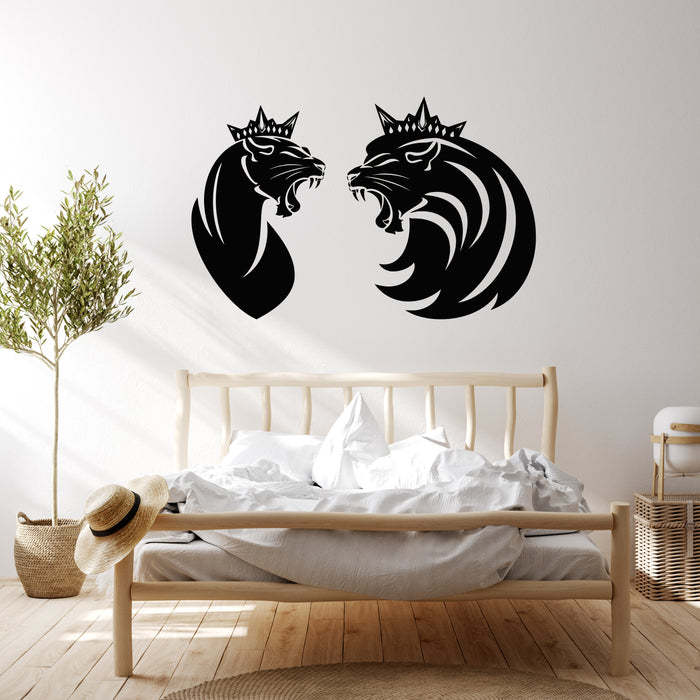 Vinyl Wall Decal Lion King Royal Crown And Lioness Queen Head Stickers Mural (g8738)