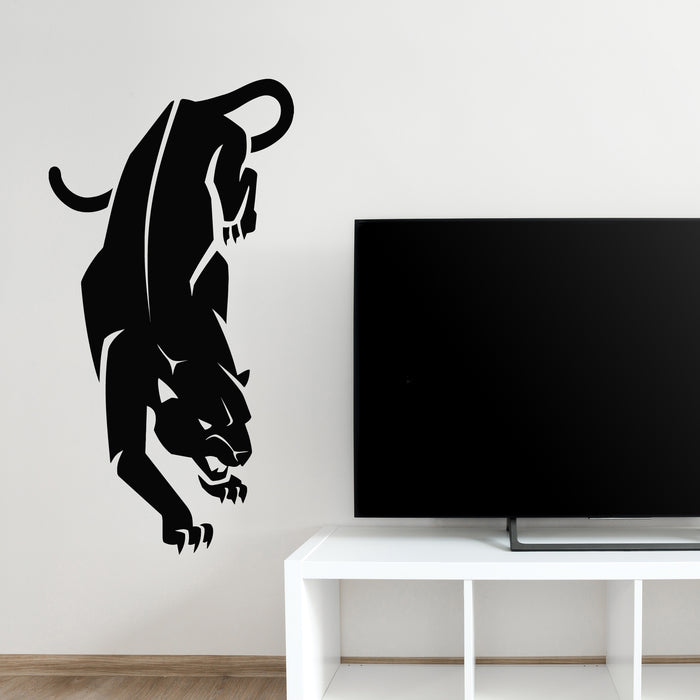 Vinyl Wall Decal Black Crouching Panther Silhouette Wild Cat Stickers Mural (g9813)