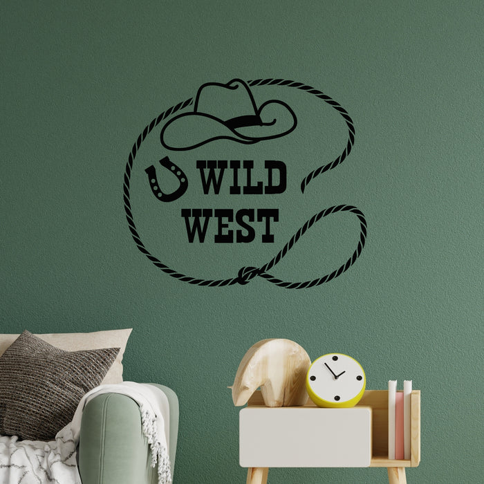 Vinyl Wall Decal Lasso Horseshoe Hat Cowboy Style Wild West Stickers Mural (g9282)