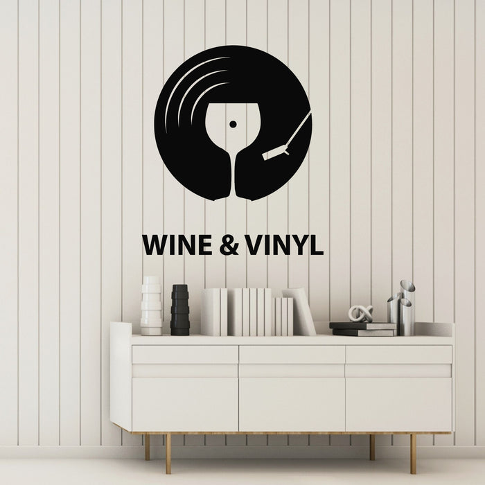 Vinyl Wall Decal Wine Poster Vinyl Record Summer Cafe Wine Bar Stickers Mural (g8505)