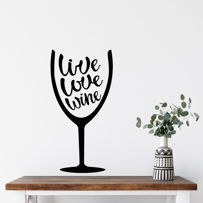 Vinyl Wall Decal Alcohol Winery Lettering Wine Glass Restaurant Stickers Mural (g9034)