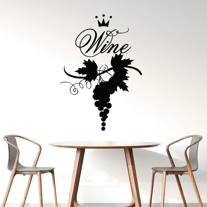 Vinyl Wall Decal Stylized Grapes Symbol Wine Shop Vine Decor Stickers Mural (g9734)