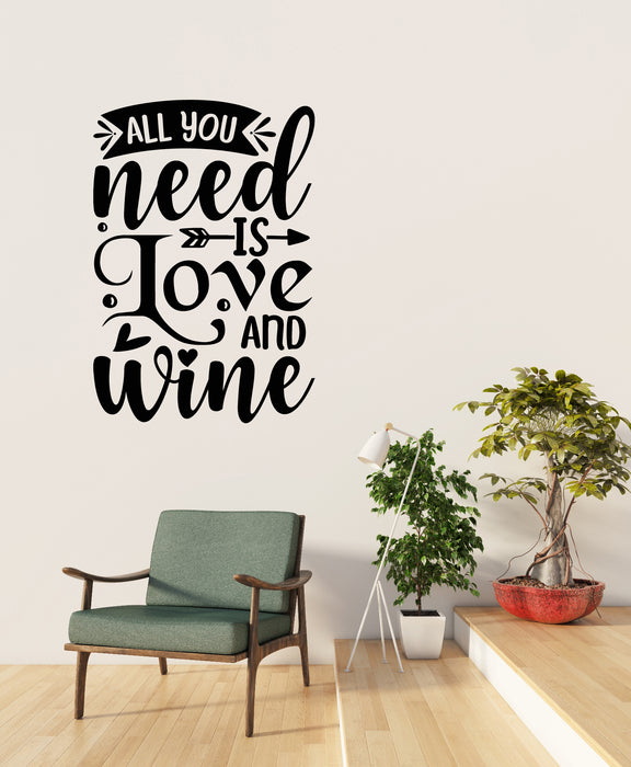 Vinyl Wall Decal Love And Wine Shop Lettering Quote Words Stickers Mural (g8638)