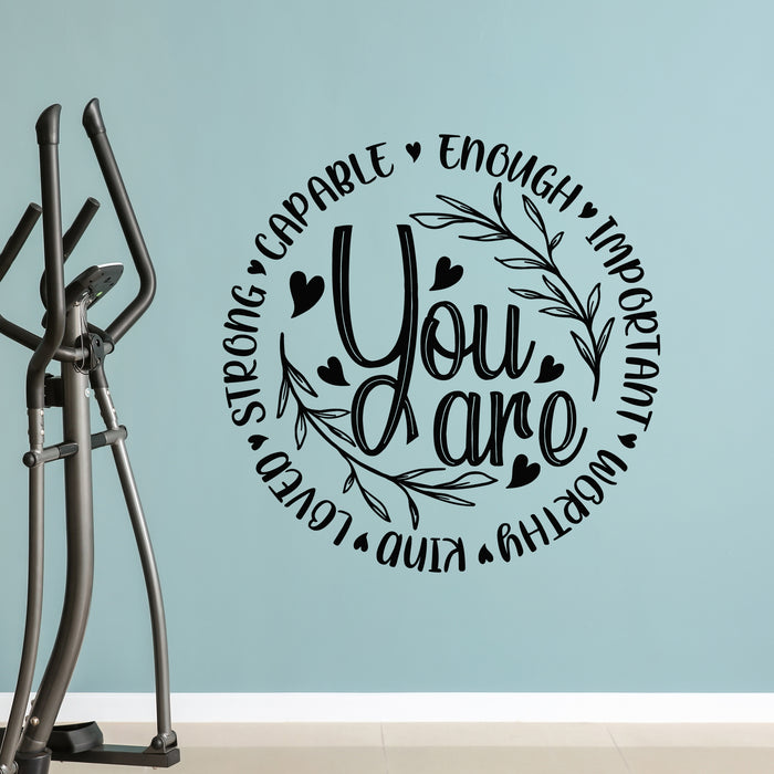 Vinyl Wall Decal Words Hand Lettering You Are Strong Enough Important Stickers Mural (g9443)