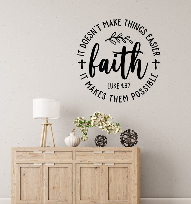 Vinyl Wall Decal Faith Inspiration Phrase Possible Bible Quote Words Stickers Mural (g8580)