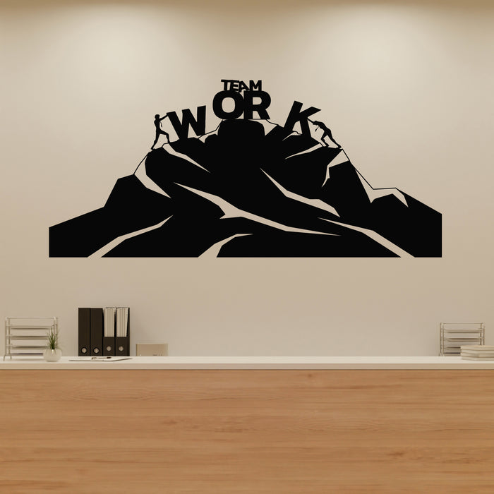 Vinyl Wall Decal Businessman Helping Each Other Teamwork Climbing Stickers Mural (L103)