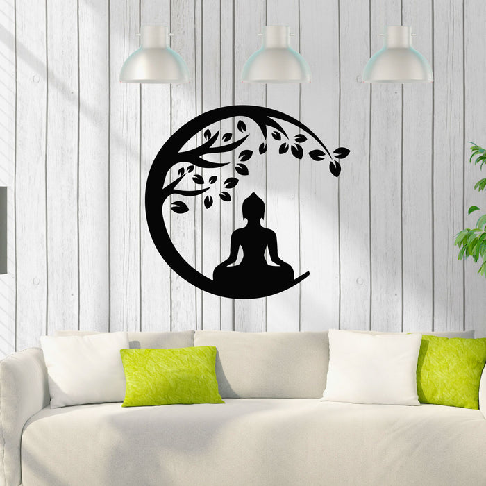 Vinyl Wall Decal Zen Meditation Natural Yoga Fitness Sport Buddha Lotus Pose Stickers Mural (g8591)