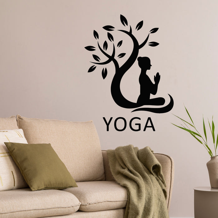 Vinyl Wall Decal Therapy Care Relax Yoga Room Studio Meditation Girl Stickers Mural (g8917)