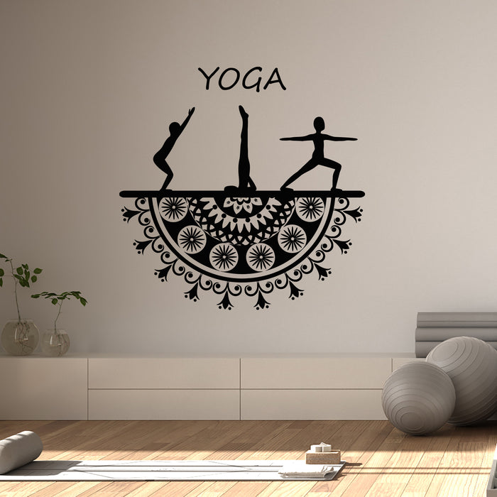Vinyl Wall Decal Mandala Yoga Studio Yoga Asanas Meditate Room Stickers Mural (g9213)