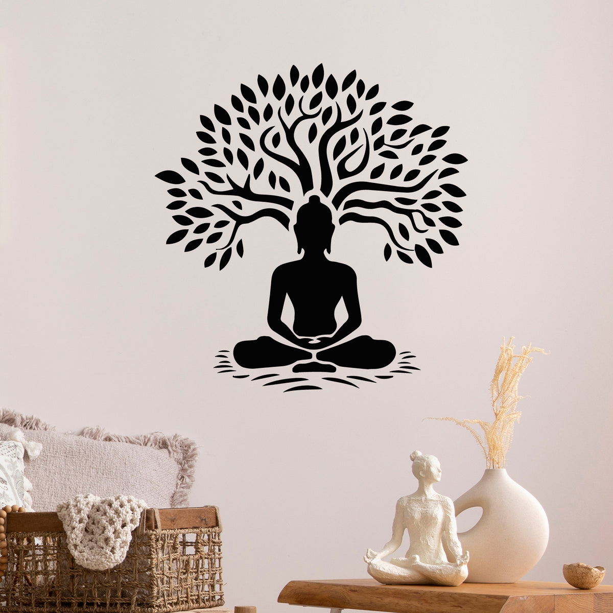 Vinyl Wall Decal Spiritual Life Sitting Buddha Lotus Pose Yoga Sticker ...