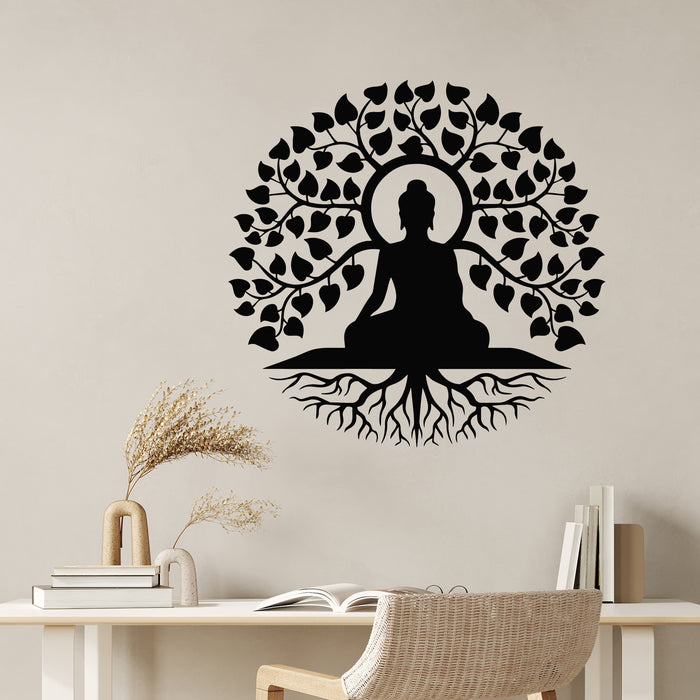 Vinyl Wall Decal Meditation Buddha Tree Life Logo Icon  Yoga Room Stickers Mural (g9559)
