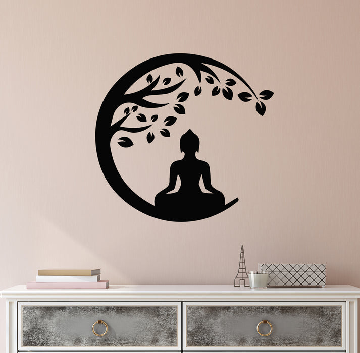 Vinyl Wall Decal Zen Meditation Natural Yoga Fitness Sport Buddha Lotus Pose Stickers Mural (g8591)