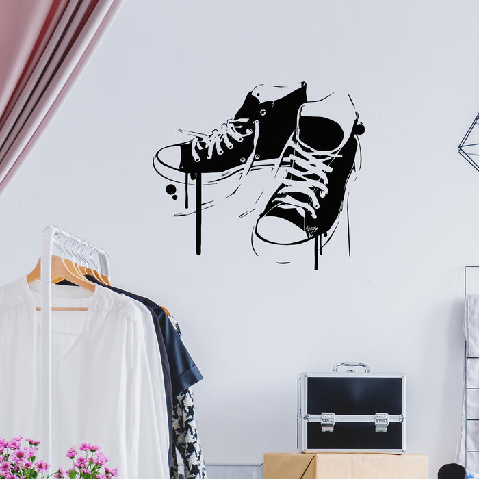 Vinyl Wall Decal Sneakers Shoes Youth Decor Teen Room Stickers Mural Unique Gift (ig3203)