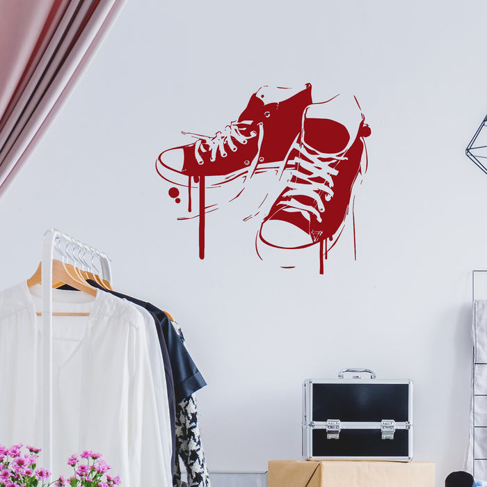 Vinyl Wall Decal Sneakers Shoes Youth Decor Teen Room Stickers Mural Unique Gift (ig3203)