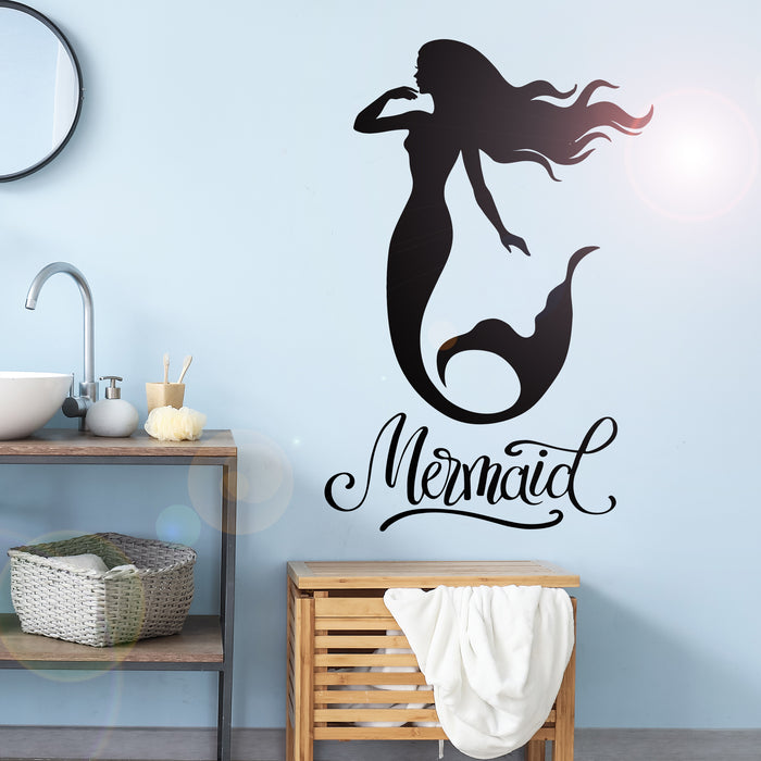 Wall Vinyl Decal Mermaid Bathroom Quotes Ocean Marine Undersea Home Decor Unique Gift z4376