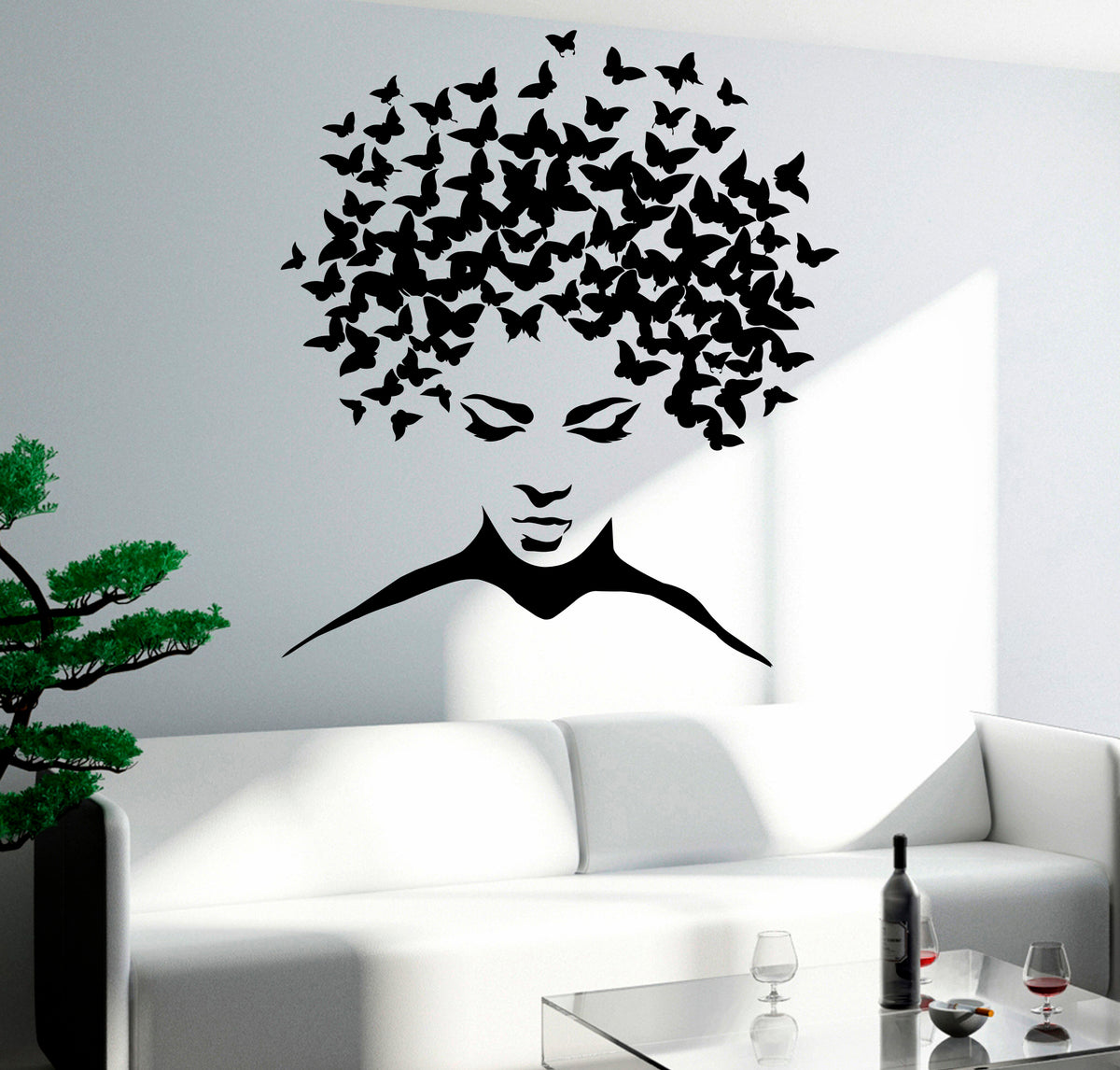Wall Decal Butterfly Love Romantic Girl Woman Face Living Room