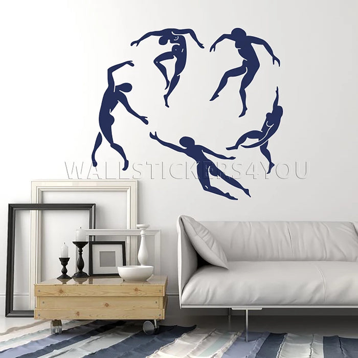 Abstract wall art Matisse Dance navy blue