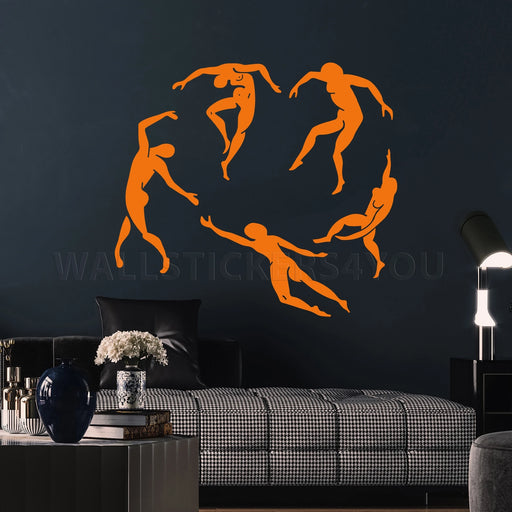 Abstract wall art Matisse Dance orange