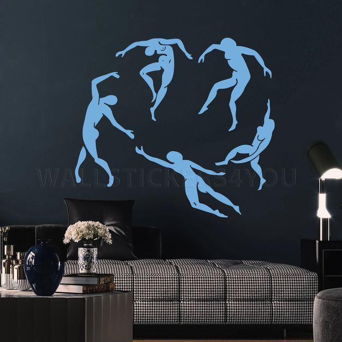 Abstract wall art Matisse Dance light blue