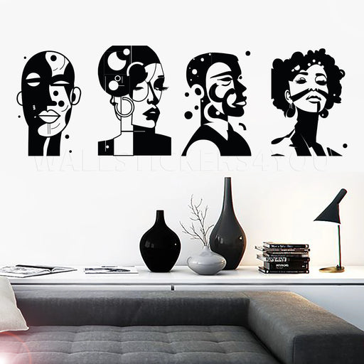 face abstract art decal black
