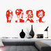 face abstract art decal red